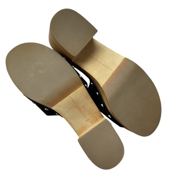 Veronica Beard Hannalee‎ Suede/Wood Clog Platform Sandal  Black 9 - Picture 7 of 8